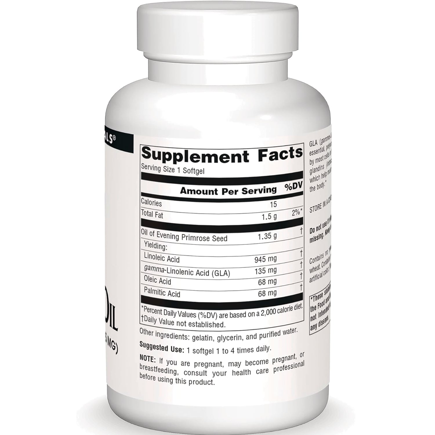 SN560 | Back label showing Supplement Facts panel and ingredients on supplement bottle