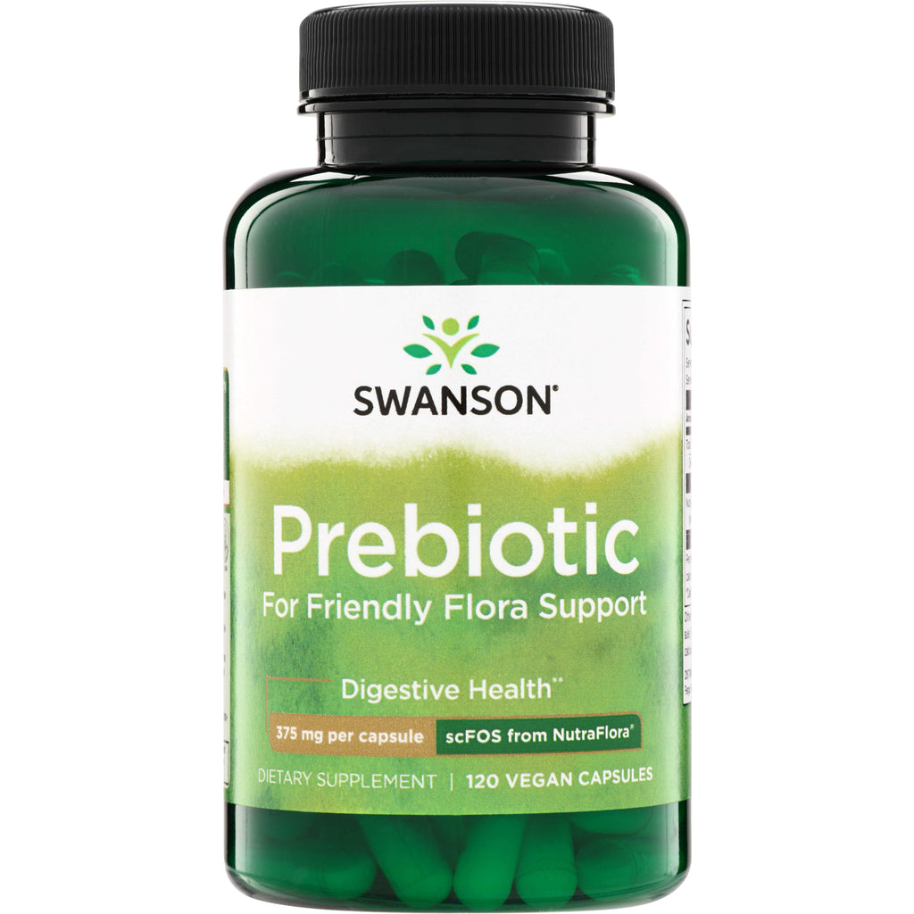 SWA039 | Swanson Prebiotic, For Friendly Flora Support, Digestive Health, 120 vegan capsules bottle front - Thumbnail