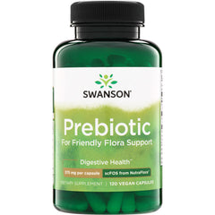 SWA039 | Swanson Prebiotic, For Friendly Flora Support, Digestive Health, 120 vegan capsules bottle front