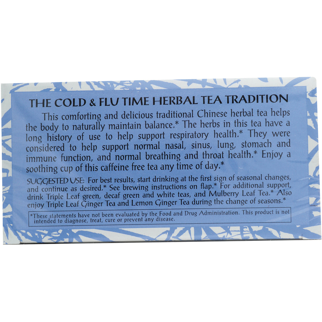 TLT011 | Back panel with The Cold & Flu Time Herbal Tea Tradition story, suggested use, and FDA disclaimer - Thumbnail