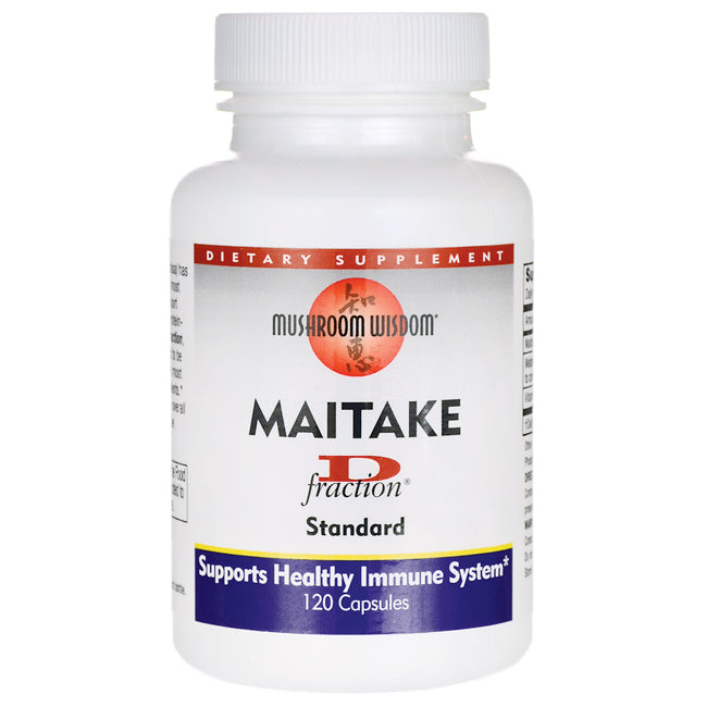 MSH004 | Mushroom Wisdom Maitake D fraction standard supplement bottle front label supports healthy immune system 120 capsules