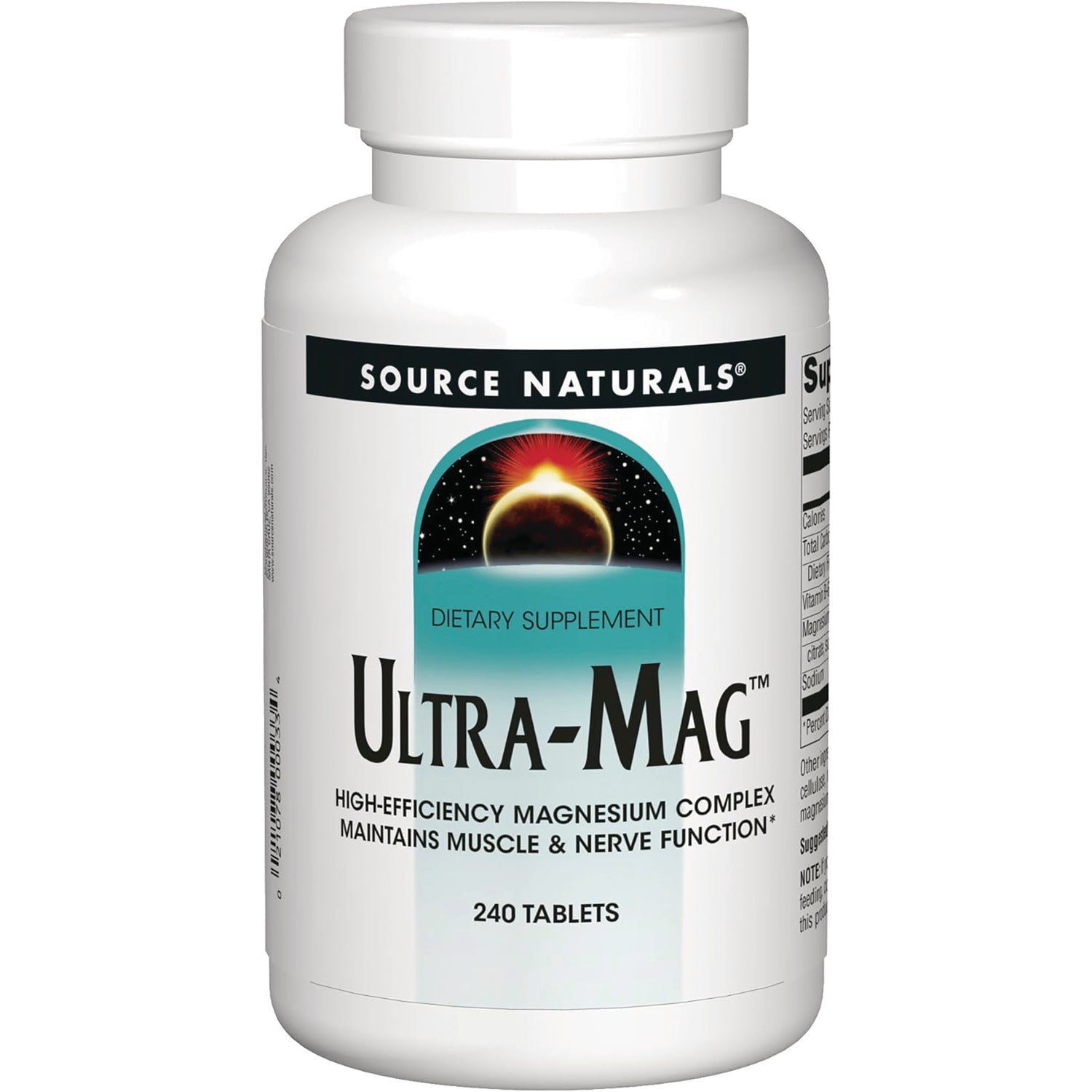 SN804 | Source Naturals Ultra-Mag dietary supplement bottle, 240 tablets magnesium complex