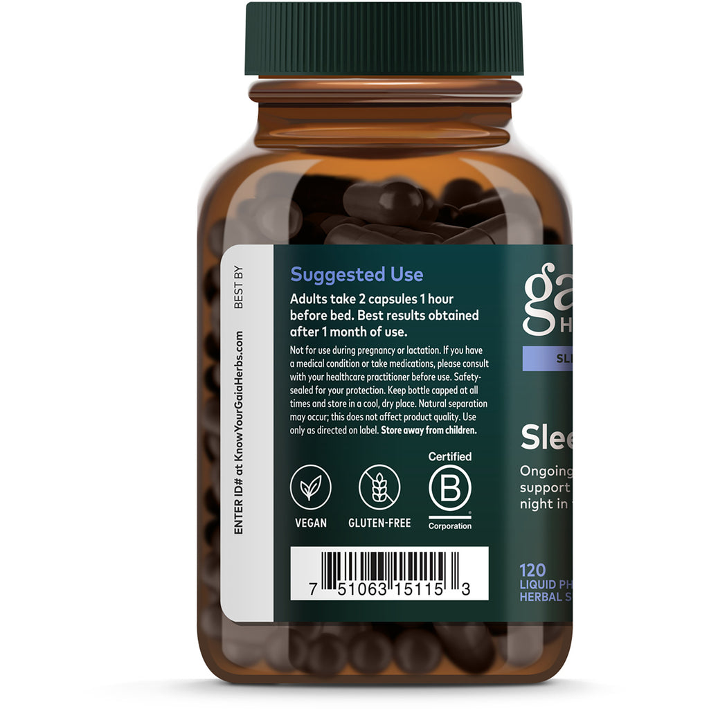 GH134 | Back label of brown supplement bottle showing suggested use, vegan and gluten-free icons, and barcode - Thumbnail