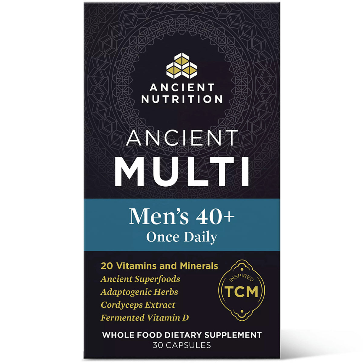 ATN055 | Ancient Nutrition Ancient Multi men's 40+ once-daily supplement box front showing 'Men's 40+ Once Daily'