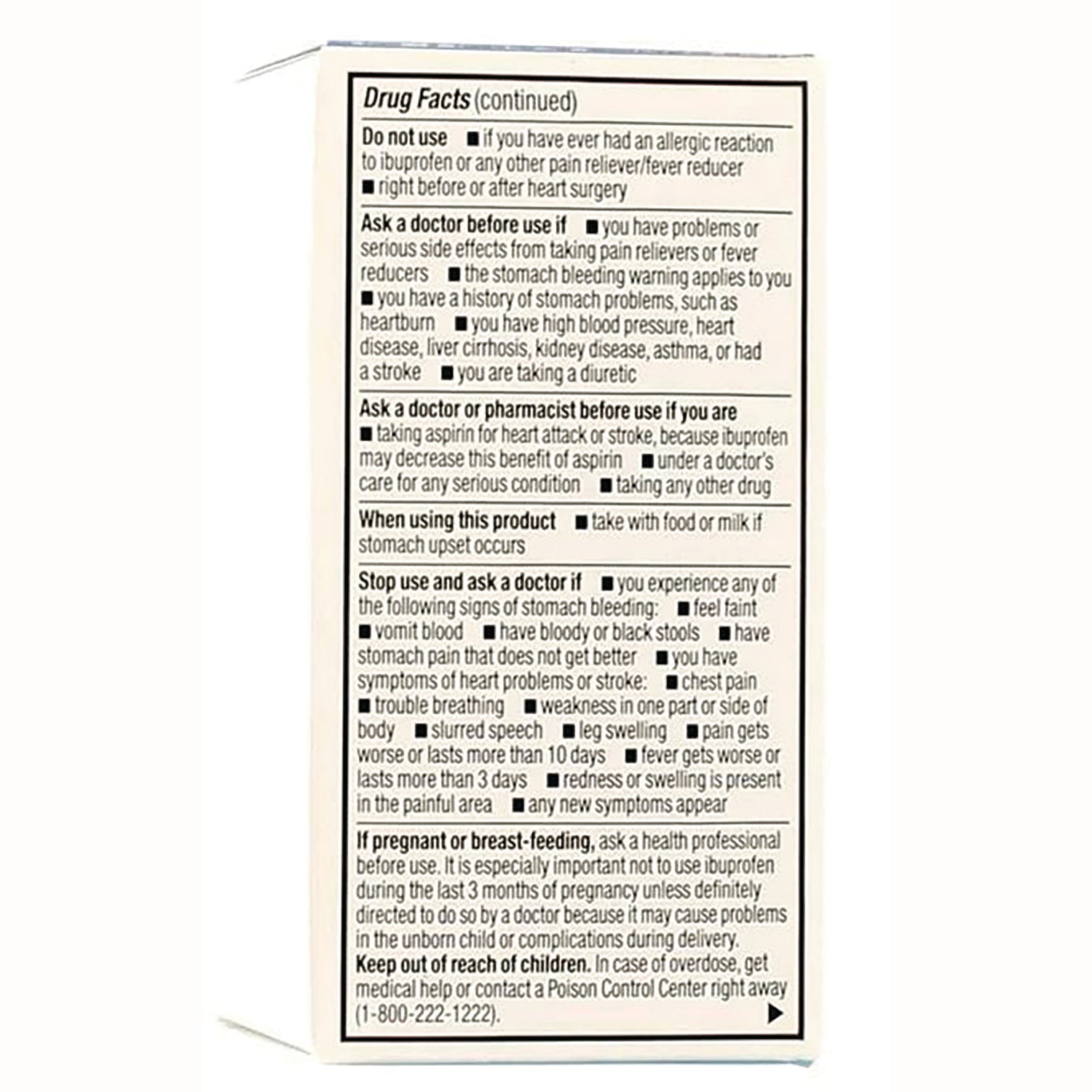 GDS019 | back panel showing drug facts, warnings, and usage directions