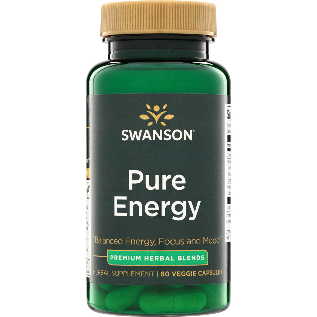 SWU1048 | Swanson Pure Energy herbal supplement, 60 veggie capsules, Balanced Energy, Focus and Mood - Thumbnail