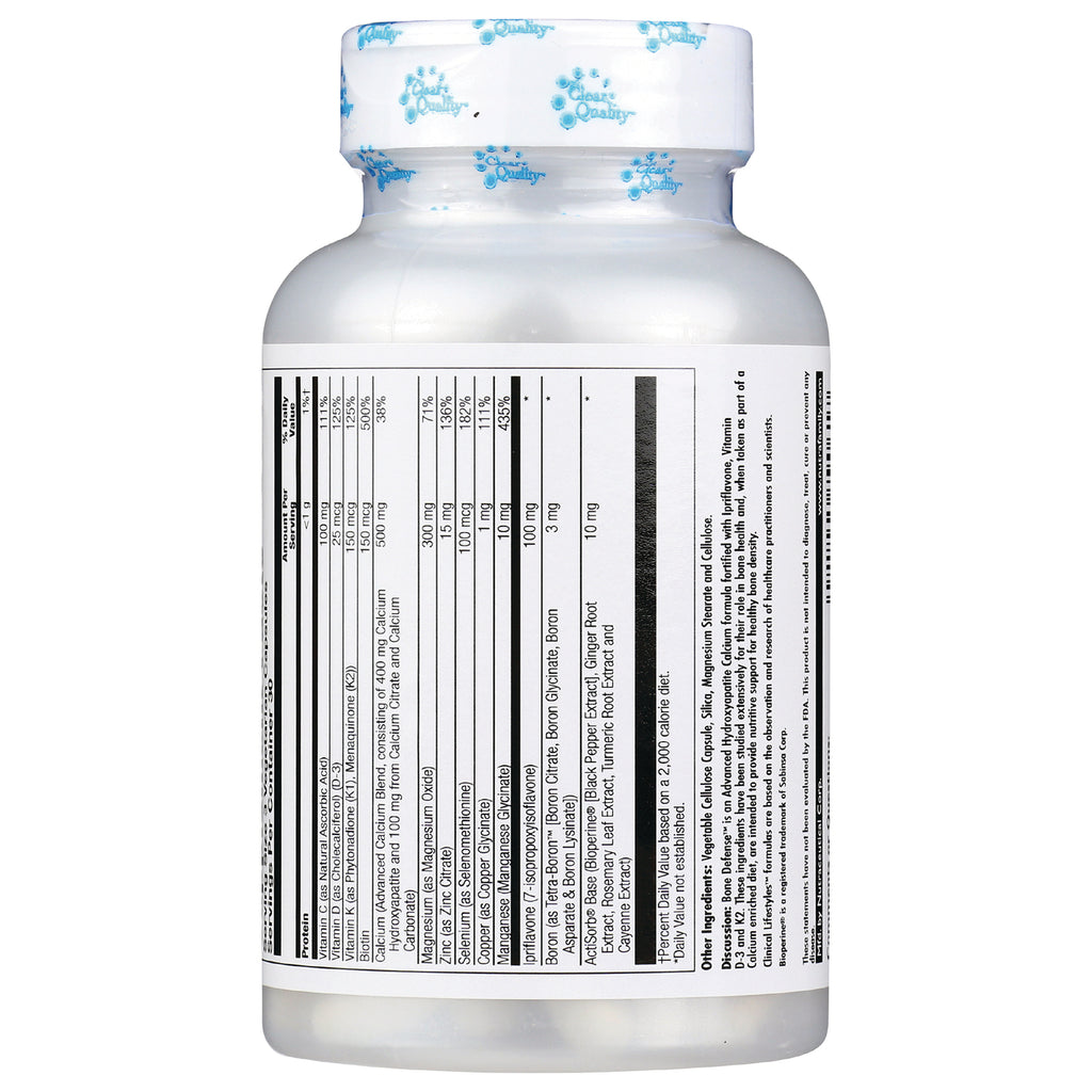 KL449 | back of white supplement bottle showing Supplement Facts table and ingredient panel rotated vertically - Thumbnail