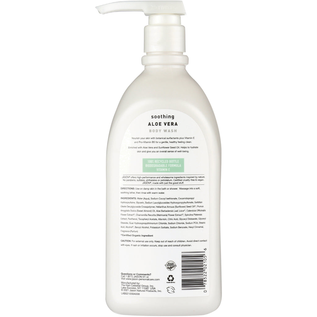 JC043 | back label of aloe vera body wash bottle with ingredients, directions and barcode - Thumbnail