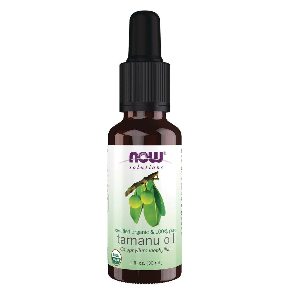 NWF1404 | NOW Solutions tamanu oil 1 fl oz amber dropper bottle labeled certified organic - Thumbnail