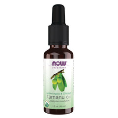 NWF1404 | NOW Solutions tamanu oil 1 fl oz amber dropper bottle labeled certified organic