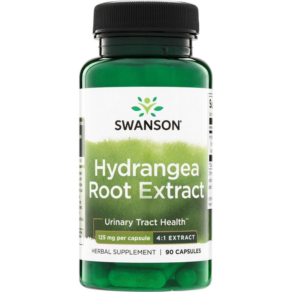 SW1146 | Swanson Hydrangea Root Extract bottle, 125 mg per capsule 4:1 extract, 90 capsules, Urinary Tract Health - Thumbnail