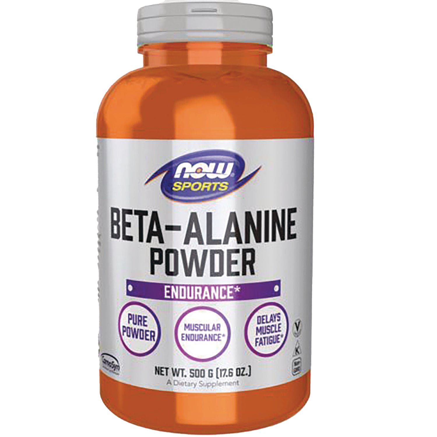 NWF217 | NOW Sports Beta-Alanine Powder bottle labeled BETA-ALANINE POWDER ENDURANCE 500 g