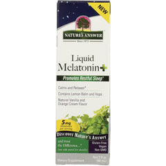 NAT414 | Nature's Answer Liquid Melatonin box, 5 mg per serving, natural vanilla orange cream flavor, promotes restful sleep
