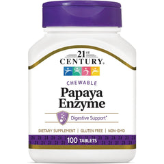 CNT132 | 21st Century chewable Papaya Enzyme bottle, digestive support dietary supplement, 100 tablets