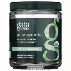 GH139 | Gaia Herbs ashwagandha apple cinnamon vegan gummy supplement jar with USDA Organic badge