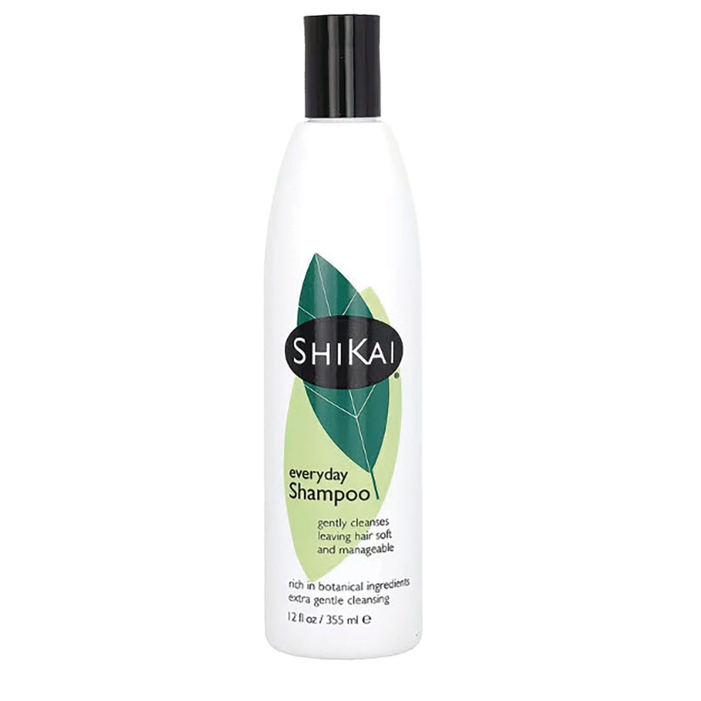 SHK007 | Shikai everyday Shampoo white bottle with black cap and green leaf label 12 fl oz - Thumbnail