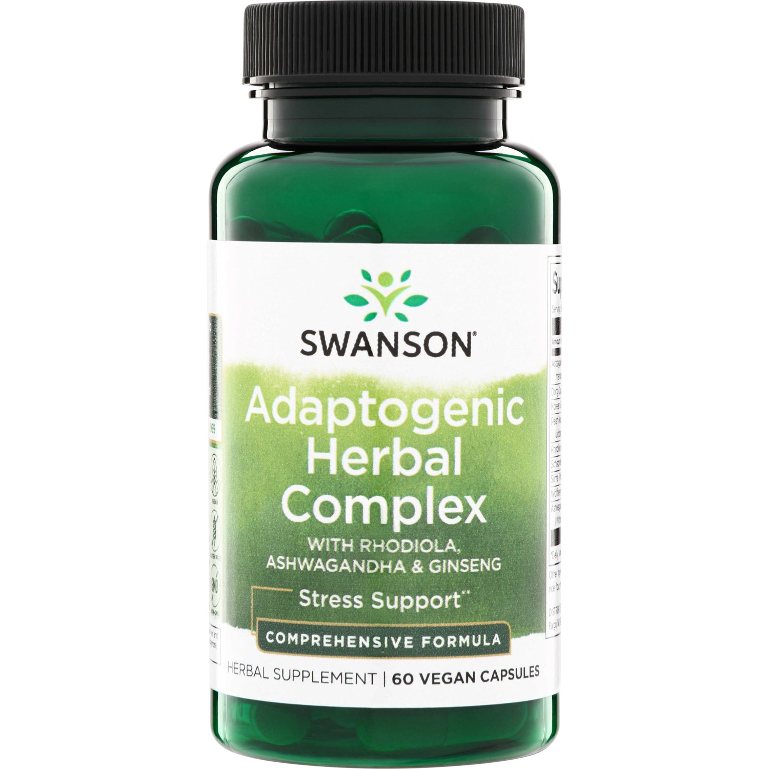 SW1095 | Swanson Adaptogenic Herbal Complex bottle, 60 vegan capsules, stress support with rhodiola, ashwagandha and ginseng