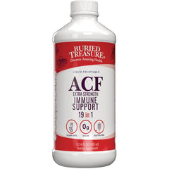 BTR043 | Buried Treasure ACF extra strength immune support liquid bottle 16.54 fl oz labeled vegan safe 0g sugar gluten free