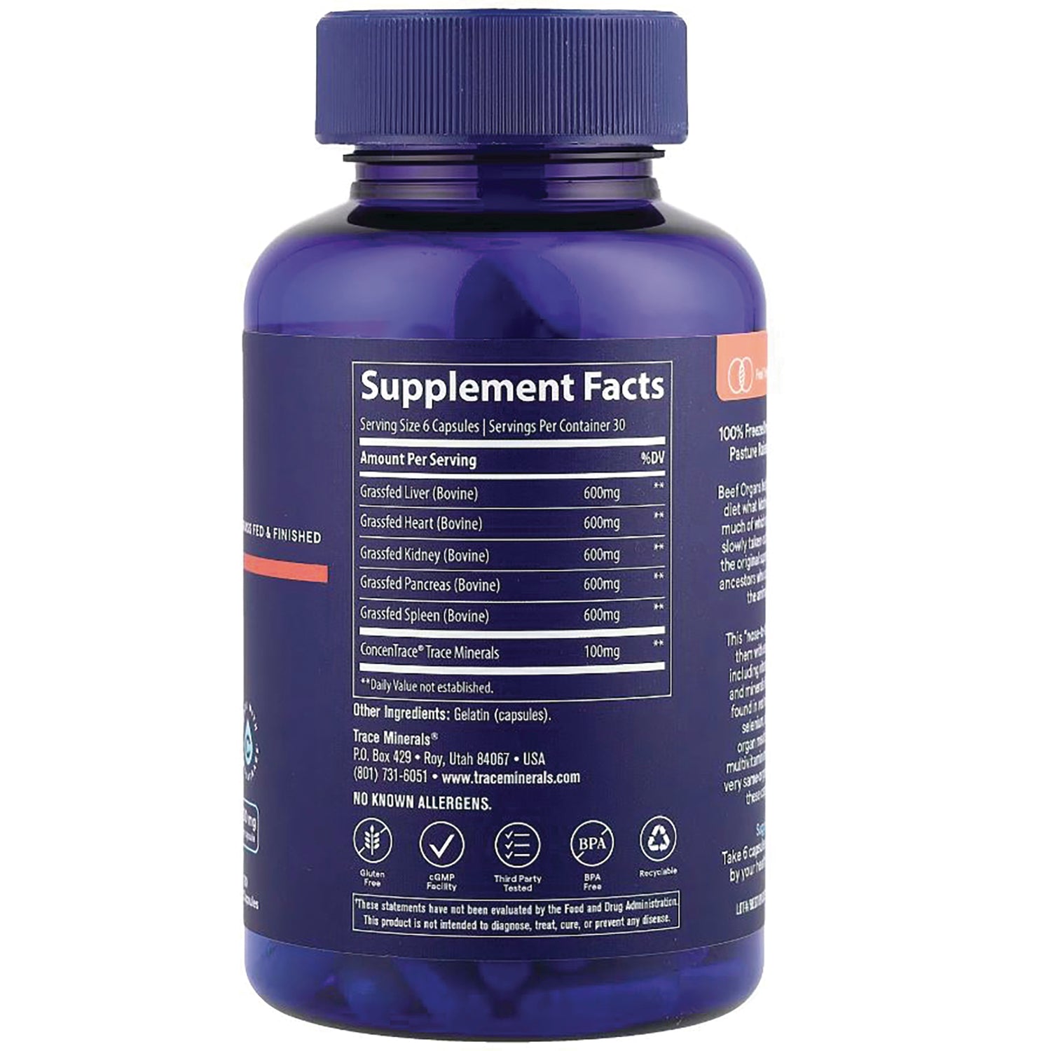 TM143 | Back of bottle with Supplement Facts panel and ingredient list