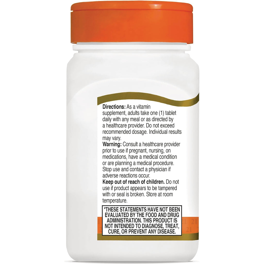 CNT174 | Back label of white supplement bottle with orange cap showing Directions, Warning, dosing info and FDA disclaimer - Thumbnail