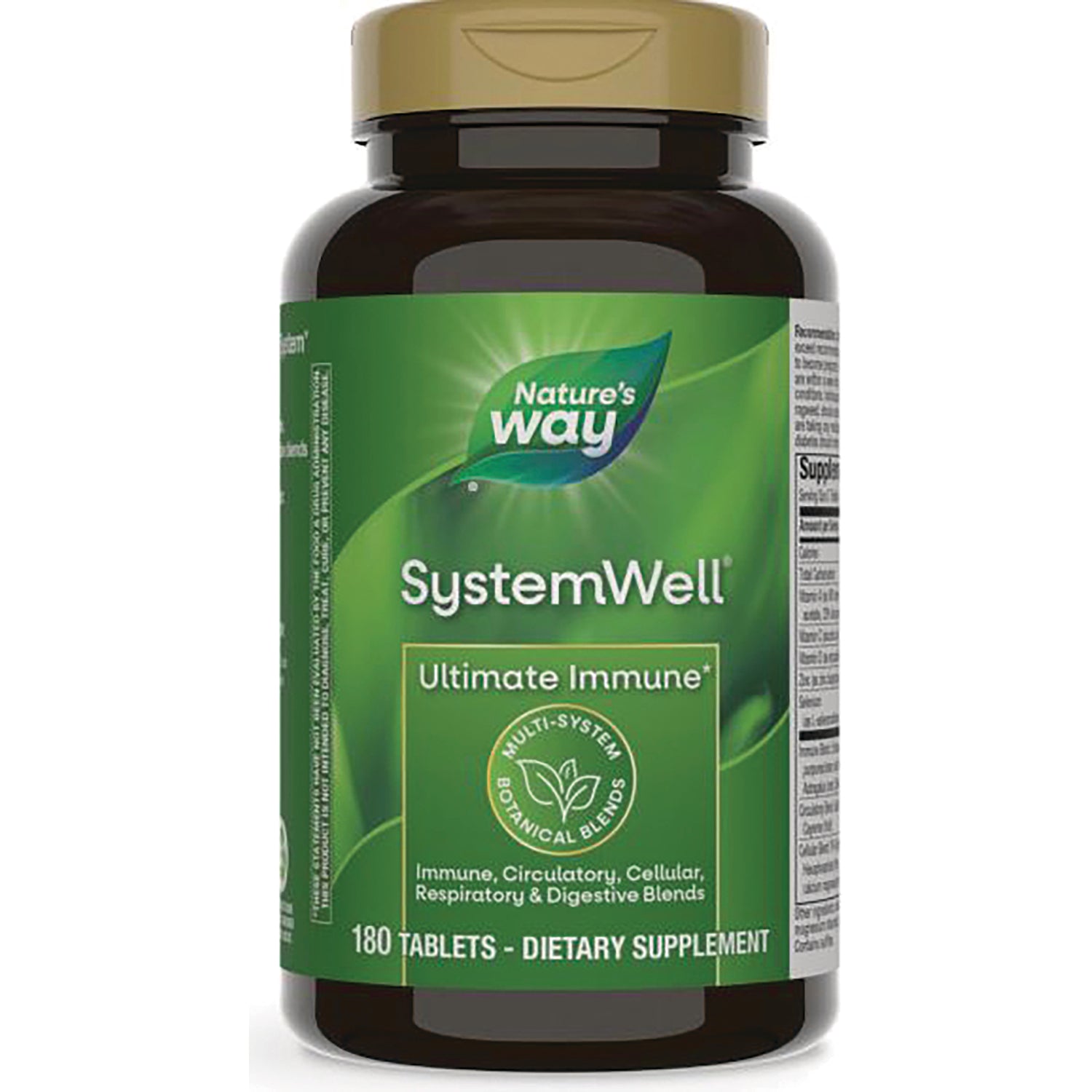 NW741 | Nature's Way SystemWell Ultimate Immune dietary supplement bottle 180 tablets front label