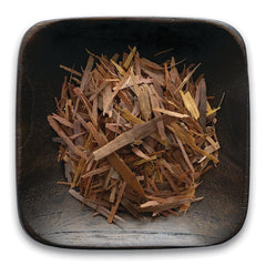 FNP279 | shredded brown bark pieces in a dark square wooden bowl
