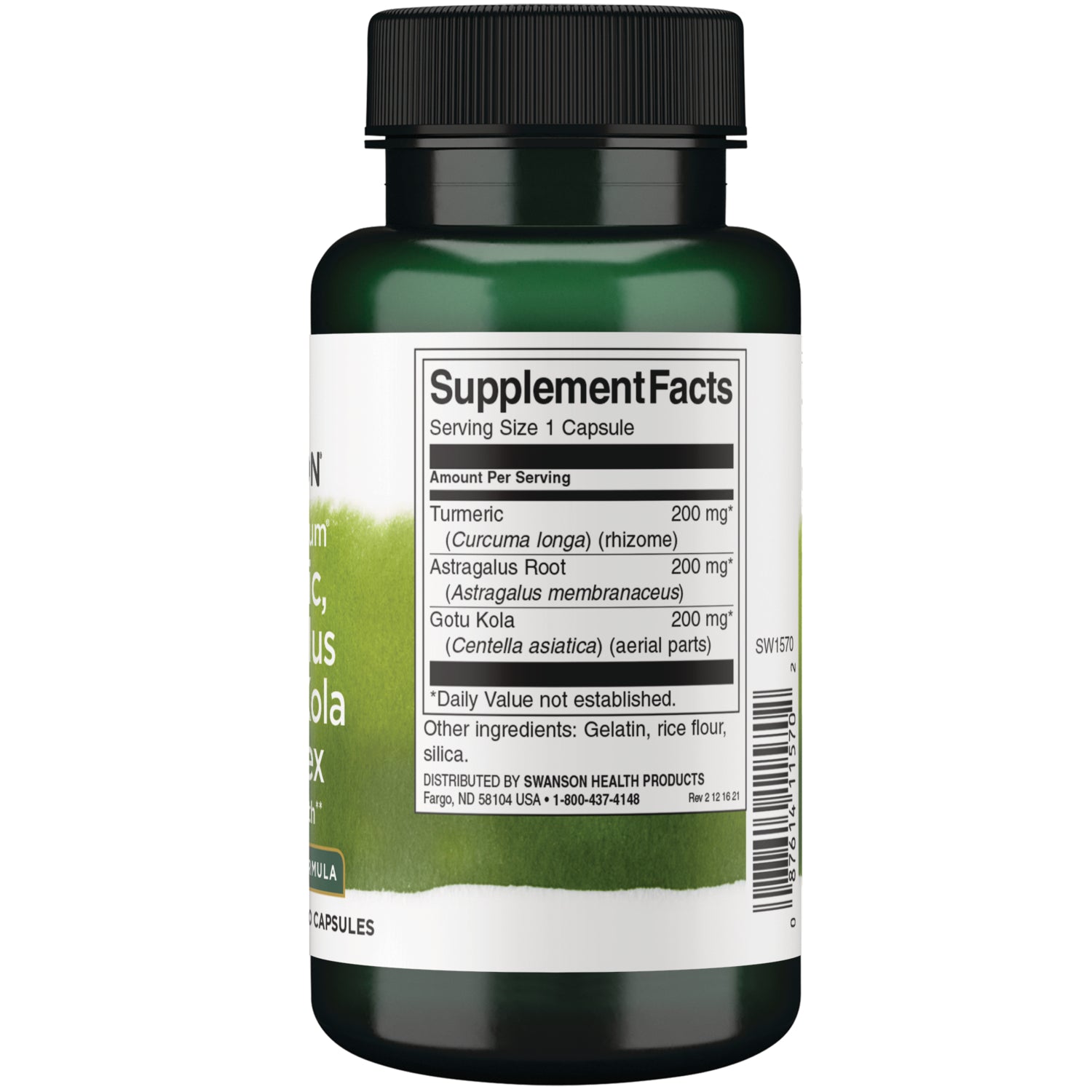SW1570 | Back label with supplement facts and serving information