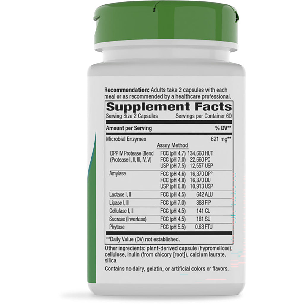 ET355 | Supplement Facts panel and ingredient list on back of brown supplement bottle, serving size 2 capsules - Thumbnail