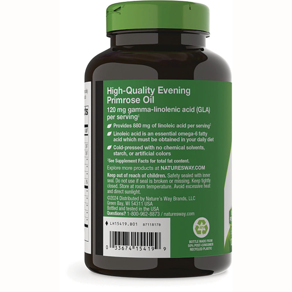 NW825 | Back label of Evening Primrose Oil bottle showing product details, supplement facts and barcode - Thumbnail