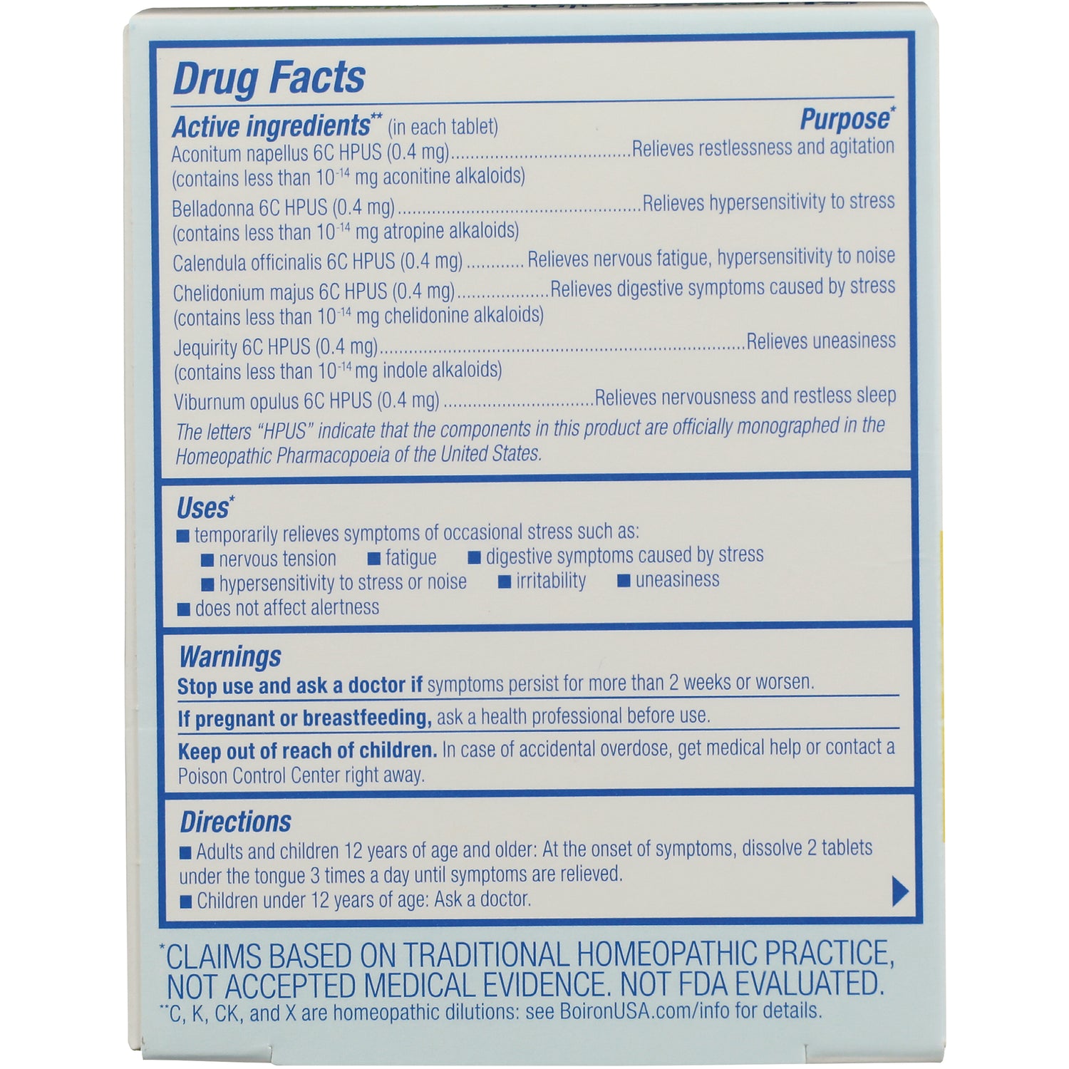 BRN125 | back panel showing drug facts, uses, warnings and directions text on product box