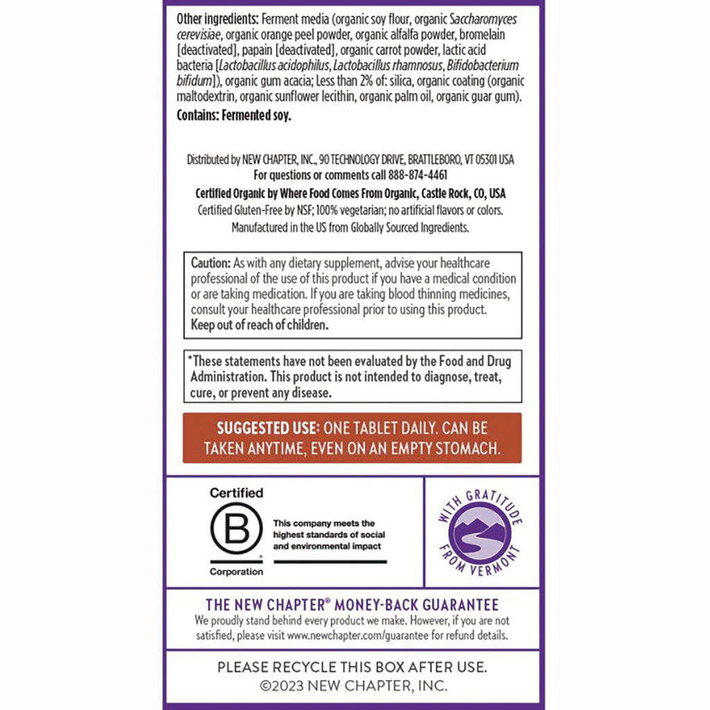 NWC240 | back panel showing ingredients, caution, suggested use and certification logos - Thumbnail