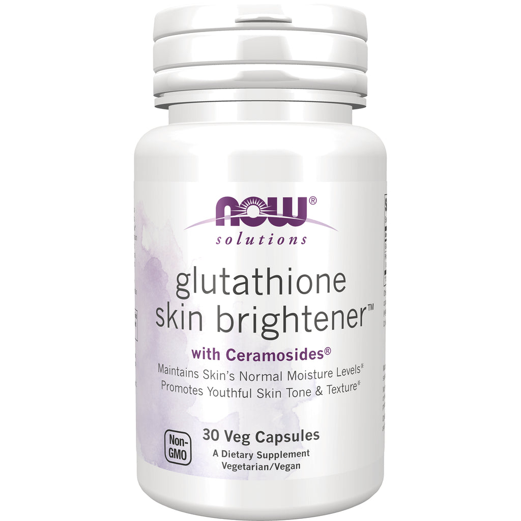 NWF1357 | NOW Solutions glutathione skin brightener bottle front, 30 Veg Capsules, Non-GMO - Thumbnail