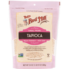 BOB413 | Bob's Red Mill small pearl tapioca bag labeled paleo-friendly non GMO, net wt 24 oz