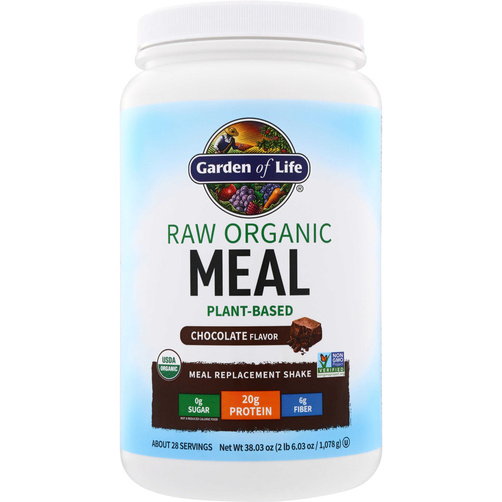 GLF142 | Garden of Life Raw Organic Meal plant-based chocolate meal replacement shake, 20g protein, 6g fiber - Thumbnail