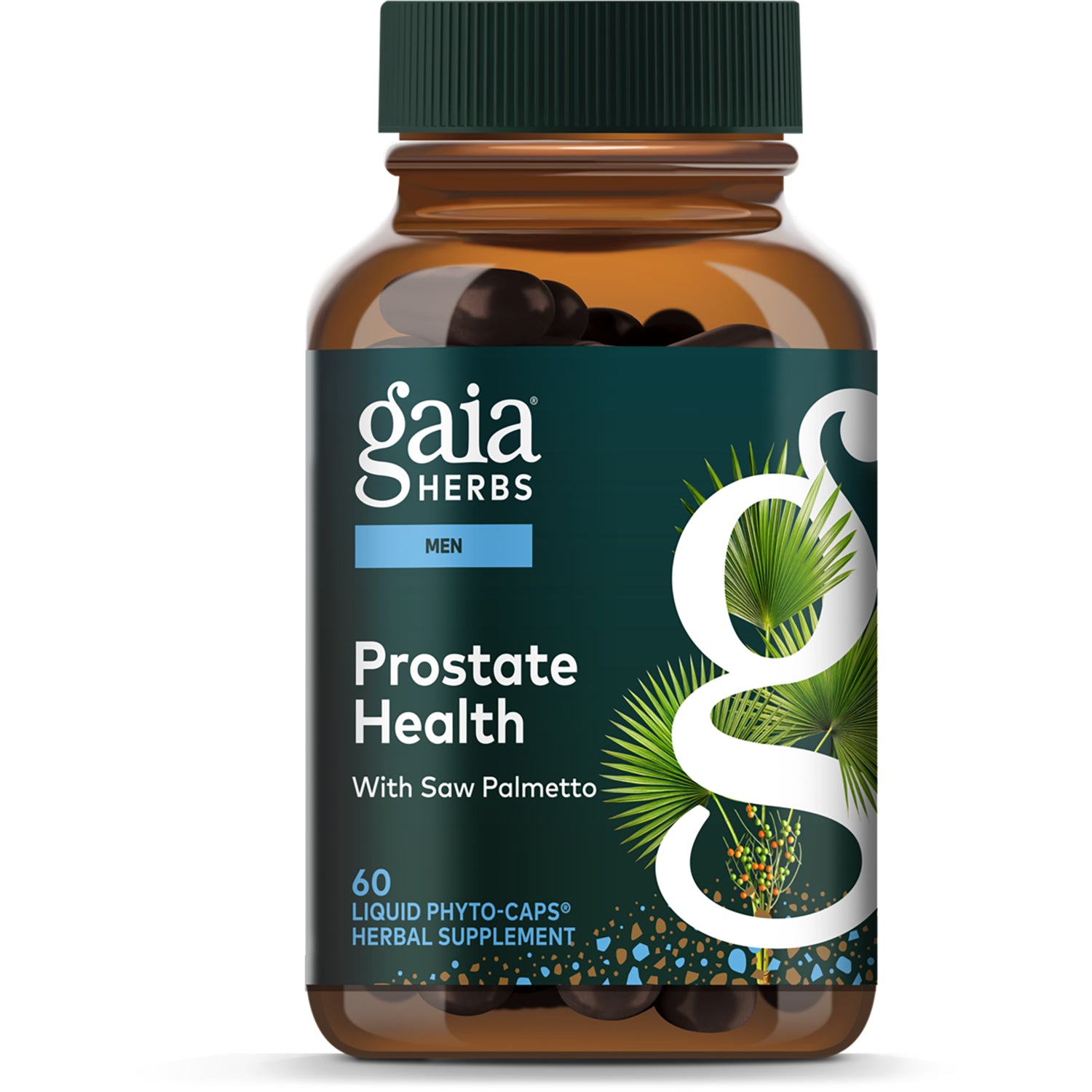 GH018 | Gaia Herbs Prostate Health bottle, 60 vegan liquid phyto-caps with saw palmetto