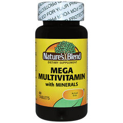 NAB089 | Nature's Blend Mega Multivitamin with minerals bottle, yellow label, 60 tablets