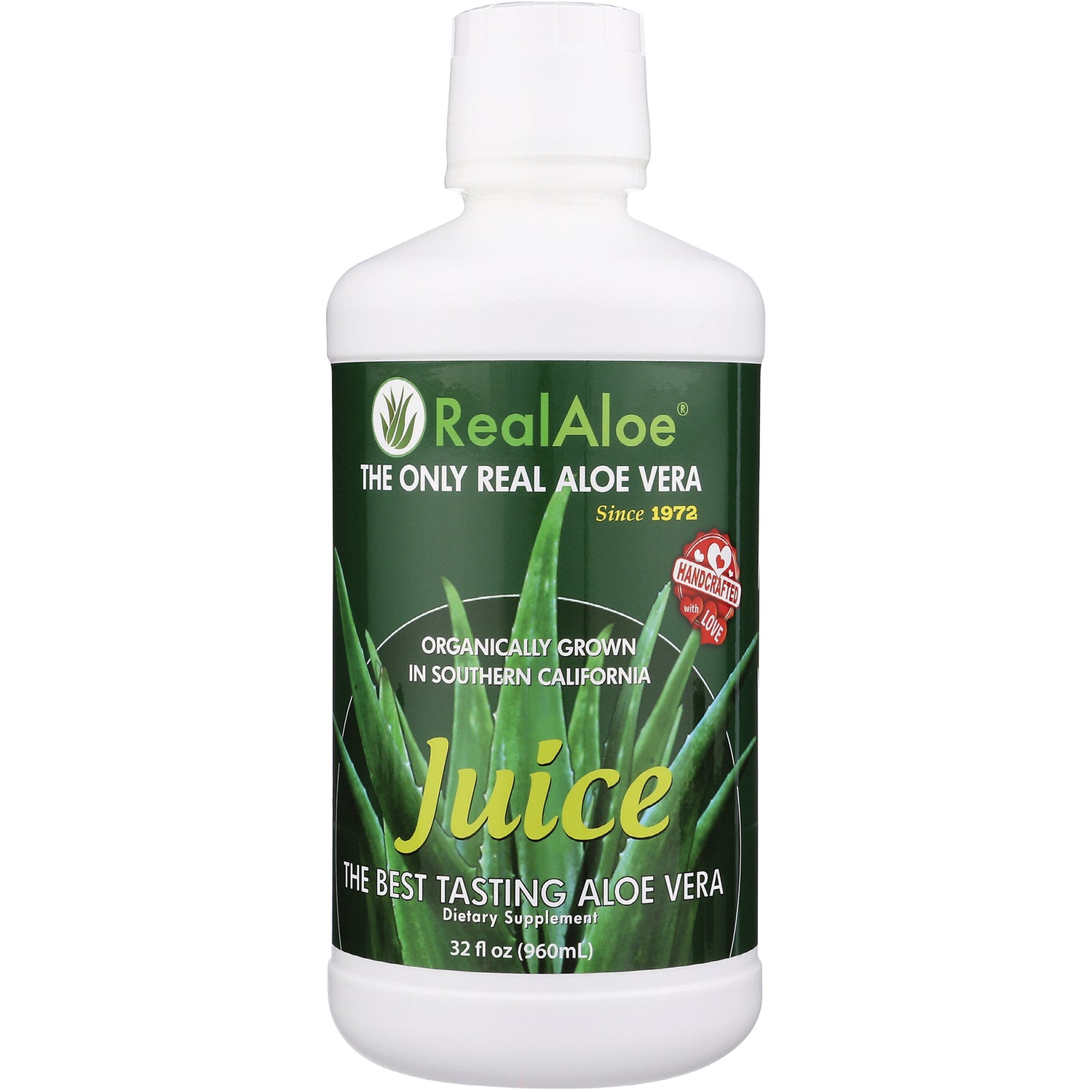 RA010 | RealAloe juice bottle labeled The Only Real Aloe Vera, 32 fl oz (960 mL)
