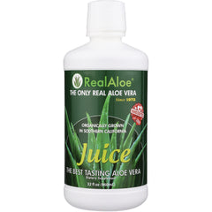 RA010 | RealAloe juice bottle labeled The Only Real Aloe Vera, 32 fl oz (960 mL)