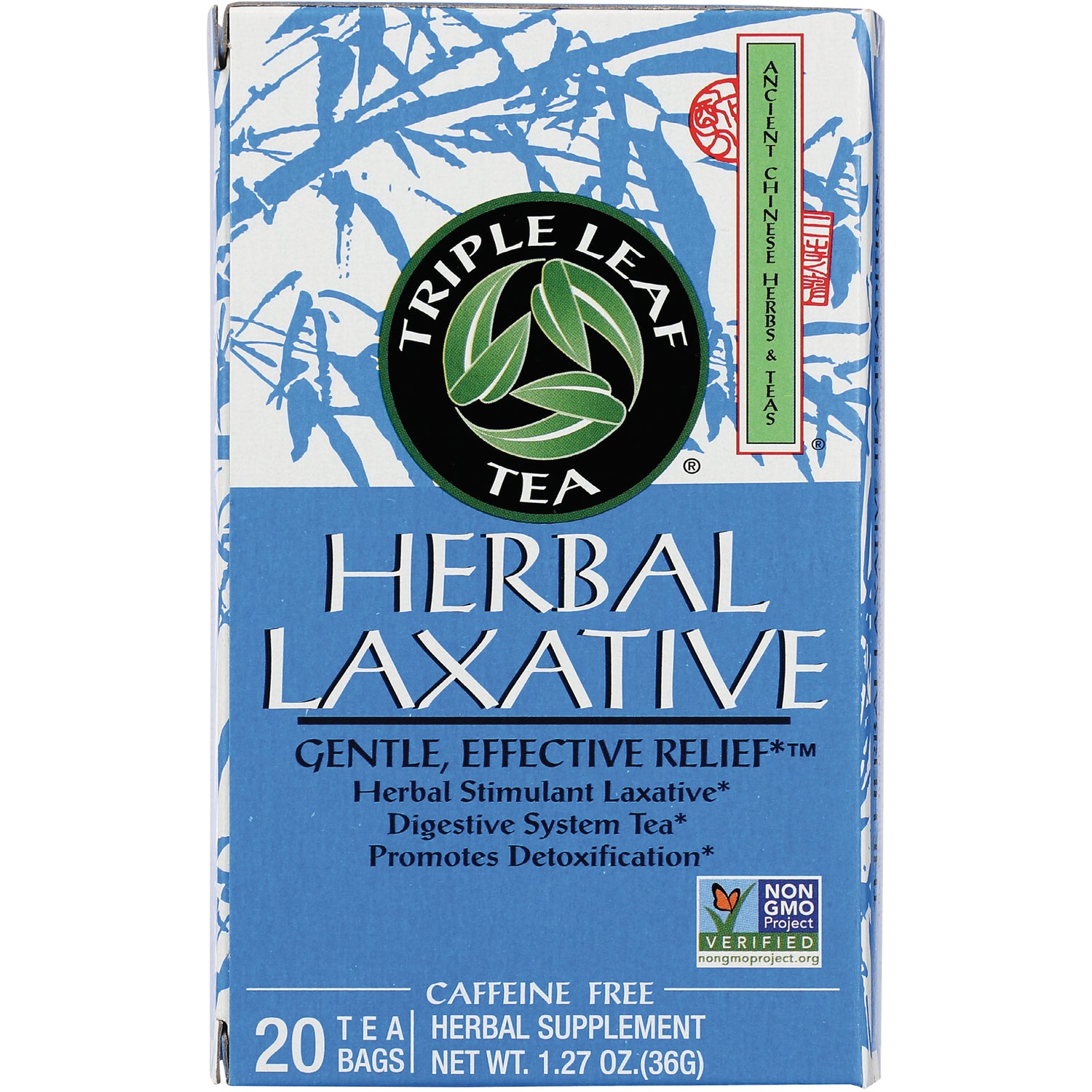 TLT004 | Triple Leaf Tea Herbal Laxative, 20 tea bags, caffeine free, Non-GMO Project Verified