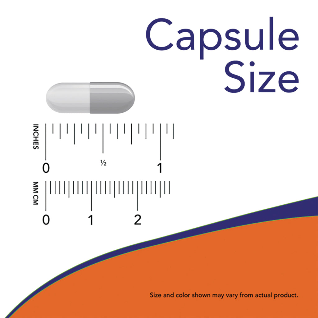 NWF1372 | Capsule beside inch and mm rulers with text Capsule Size showing approximate dimensions - Thumbnail
