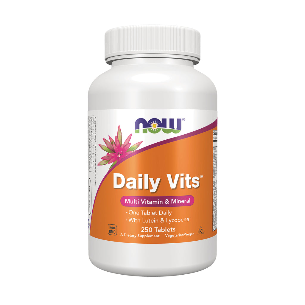 NWF669 | NOW Daily Vits multivitamin & mineral bottle with orange label reading Daily Vits and 250 Tablets - Thumbnail