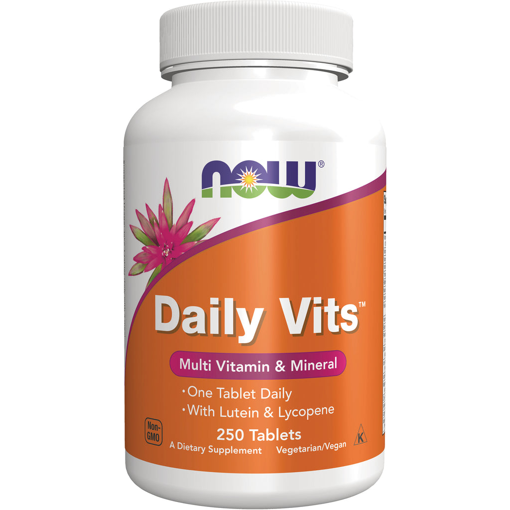 NWF669 | NOW Daily Vits multivitamin & mineral bottle with orange label reading Daily Vits and 250 Tablets - Thumbnail