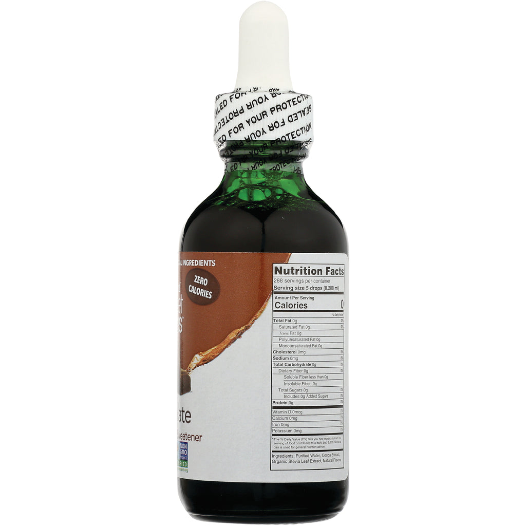 WA033 | Back of liquid dropper bottle, Nutrition Facts panel visible, zero calories callout - Thumbnail