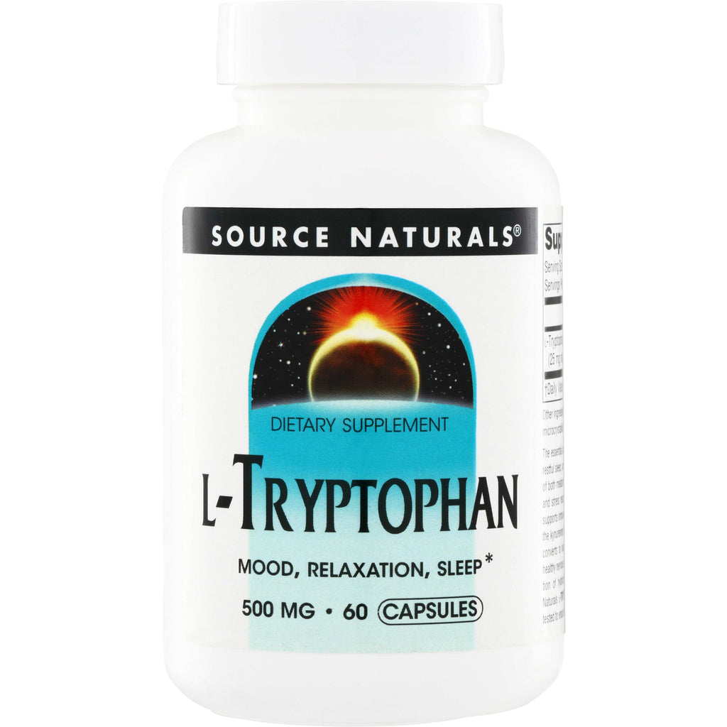 SN119 | Source Naturals L-Tryptophan dietary supplement, 500 mg, 60 capsules - Thumbnail