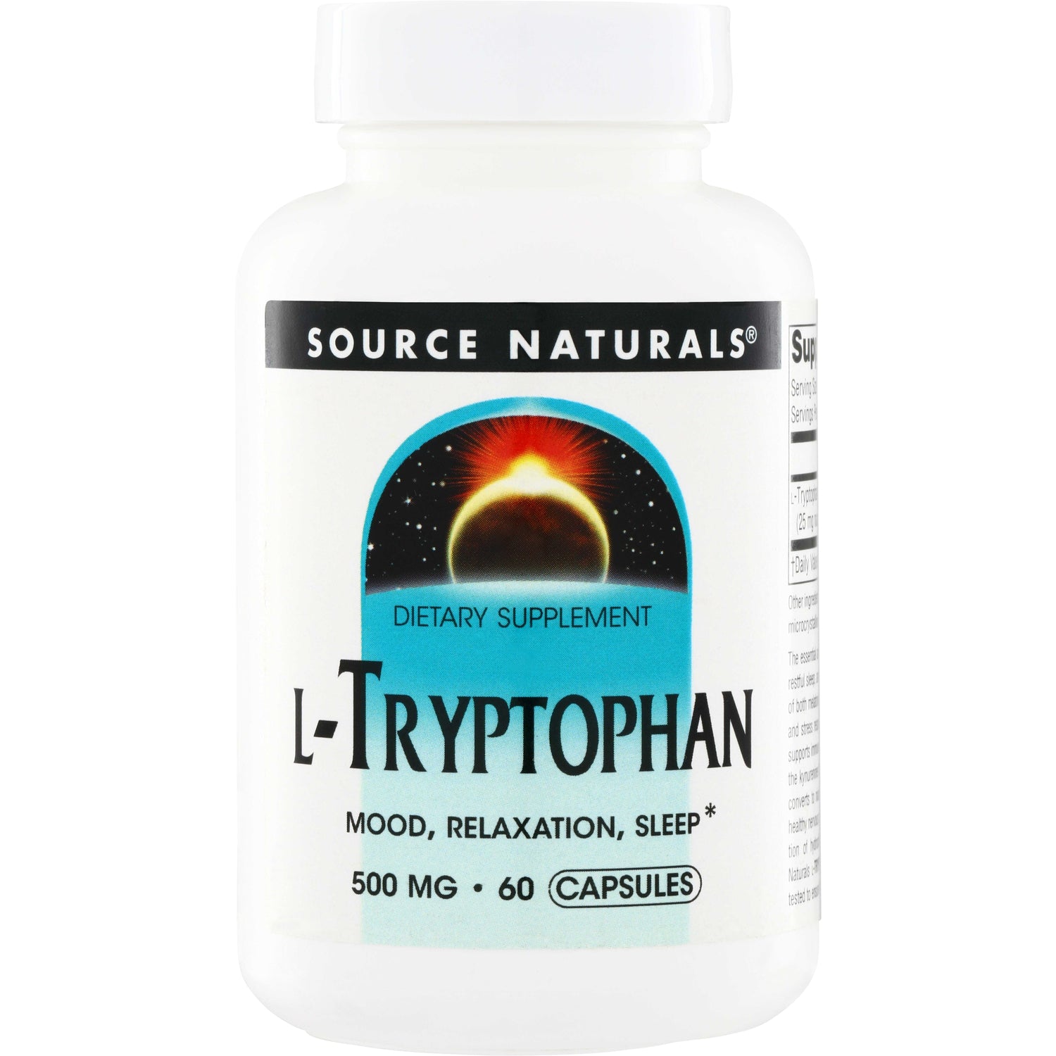 SN119 | Source Naturals L-Tryptophan dietary supplement, 500 mg, 60 capsules