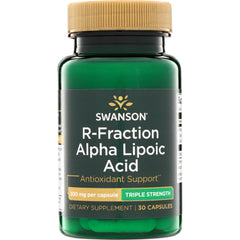 SWU319 | Swanson R-Fraction Alpha Lipoic Acid supplement bottle, 300 mg per capsule, triple strength, 30 capsules