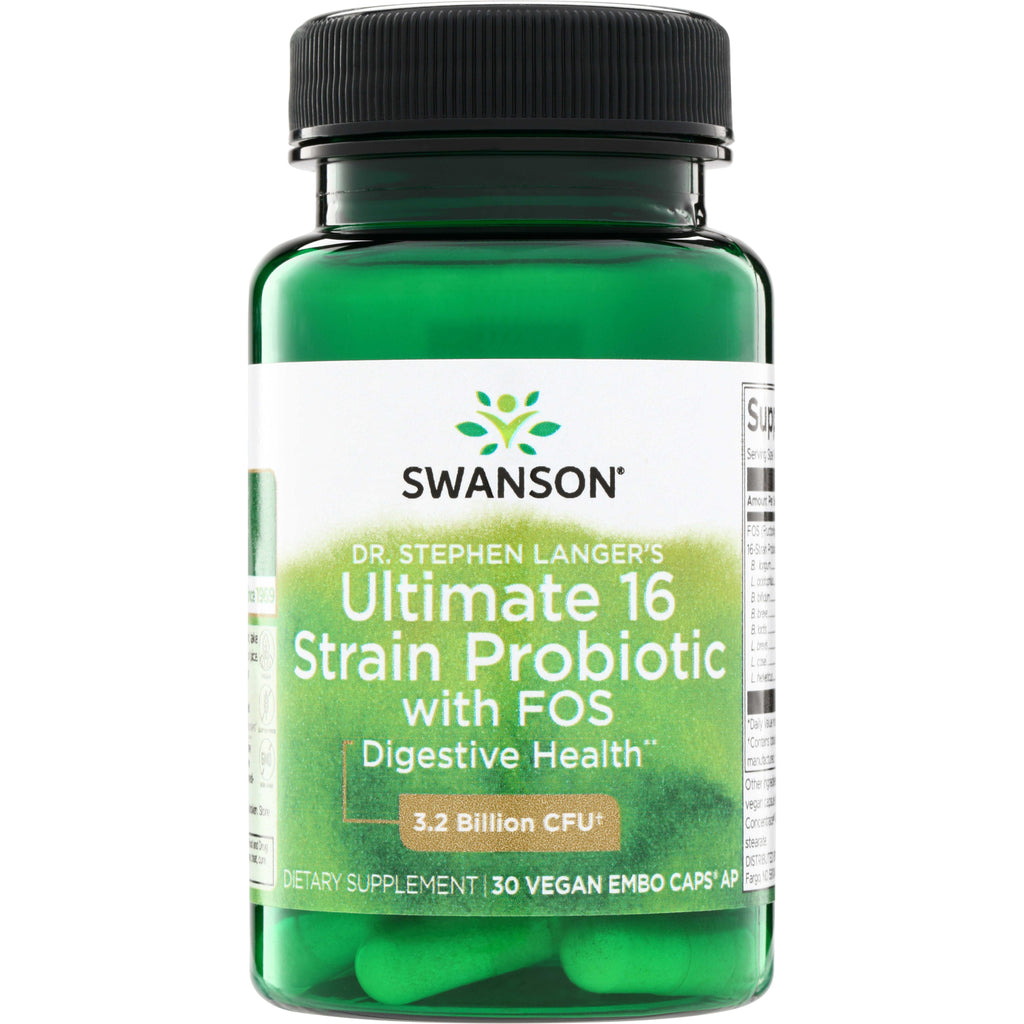 SWA057 | Swanson Ultimate 16 Strain Probiotic with FOS, 3.2 Billion CFU+, 30 vegan capsules - Thumbnail