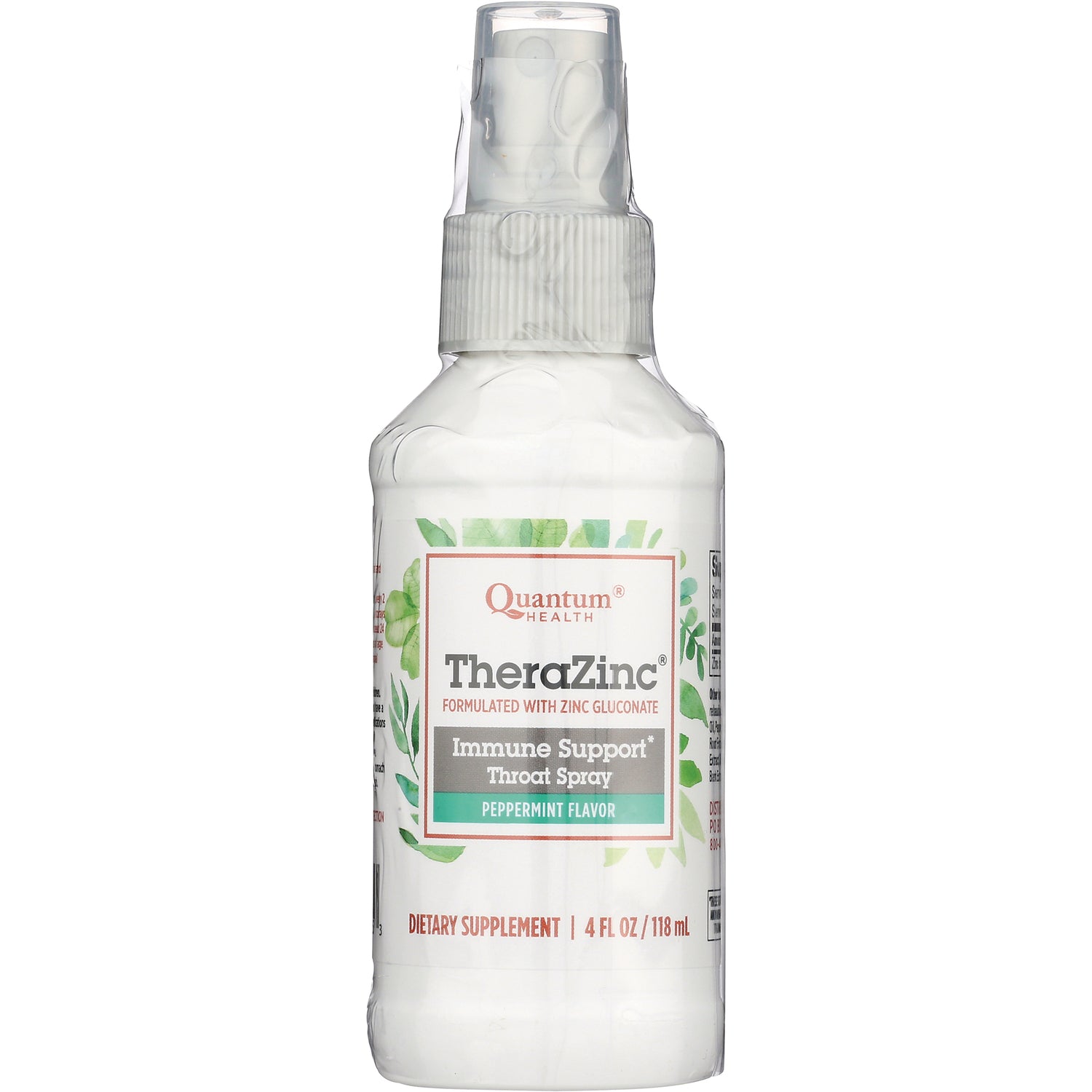 QU040 | TheraZinc Immune Support throat spray peppermint flavor bottle with Quantum Health label