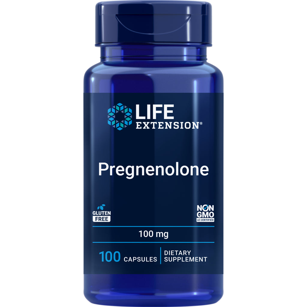 LE137 | Life Extension Pregnenolone 100 mg supplement bottle front label, 100 capsules - Thumbnail