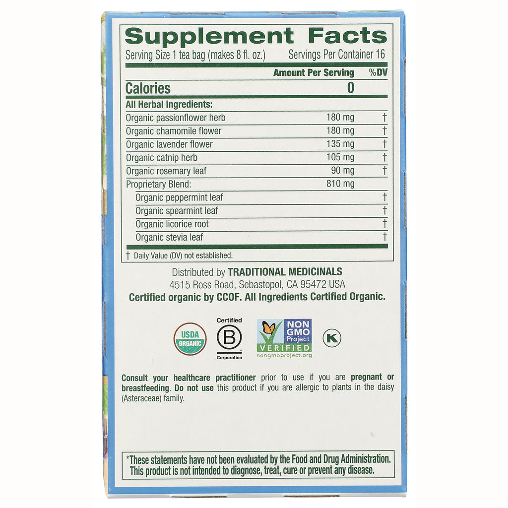 TMD015 | Back panel with Supplement Facts and organic ingredients list; 16 servings; USDA Organic and Non-GMO Project Verified logos - Thumbnail